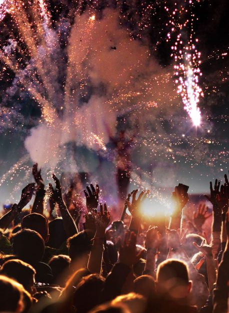 crowd with raised hands at concert festival banner crowd with raised hands at concert festival banner